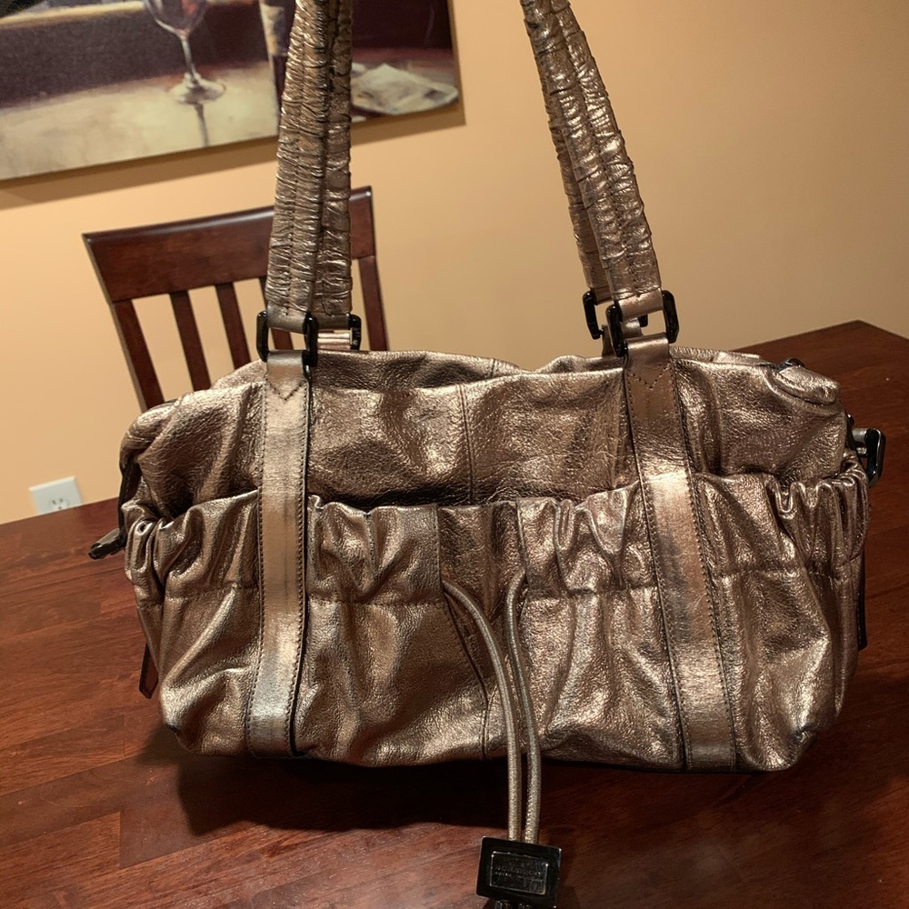 Vintage Burberry Farrar Metallic Gold Shoulder Bag